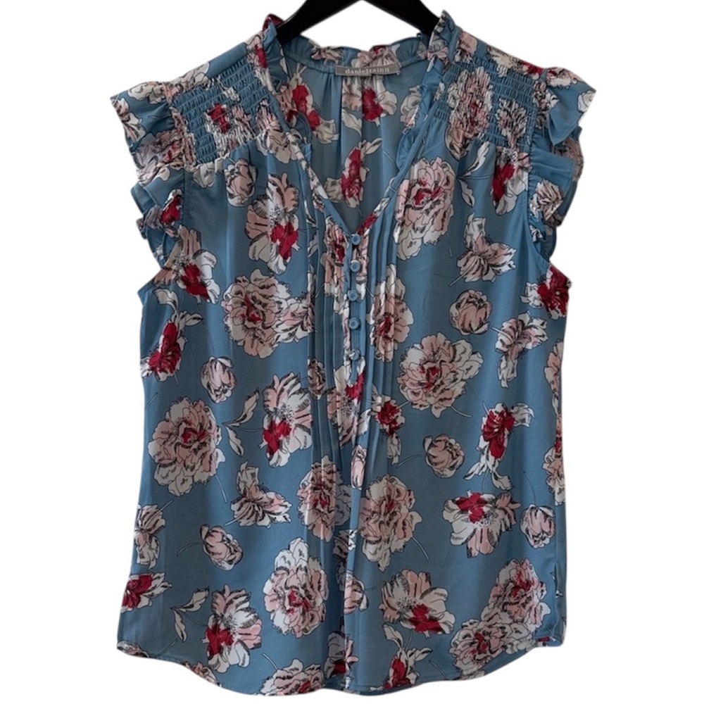 Daniel Rainn Women’s Blue Floral Blouse Size Medium